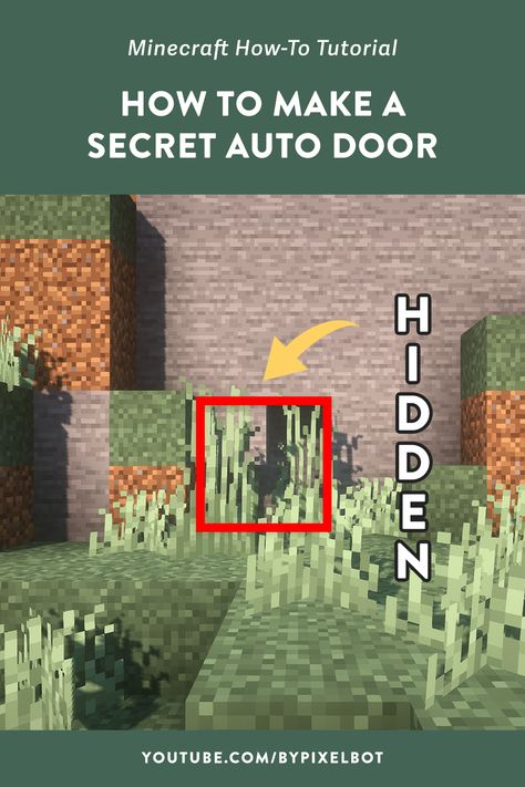 How to Make a Secret Door in Minecraft (Very Easy Tutorial) Secret Minecraft Base Ideas, Minecraft Hidden Base, How To Make A Secret Door In Minecraft, Minecraft Hidden Door, Easy Minecraft Houses Step By Step, Secret Door Minecraft, Minecraft Secret Door, Minecraft Secret Base, Minecraft Redstone Tutorial