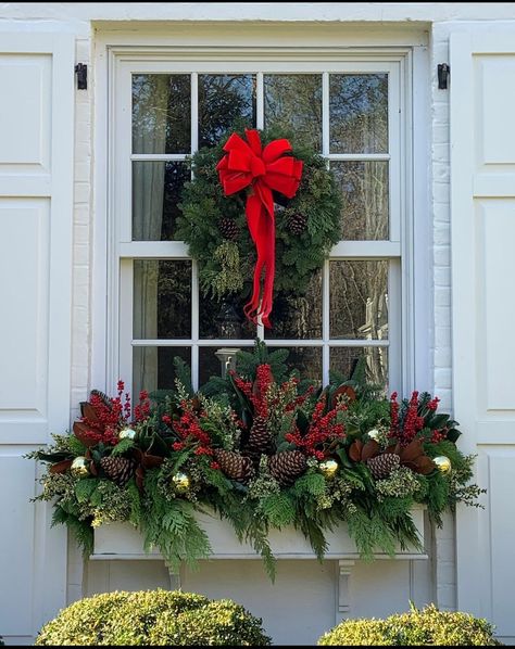 Winter Window Boxes, Christmas Window Boxes, Outdoor Christmas Planters, Daily Ideas, Christmas Pots, Christmas Planters, Christmas Window Decorations, Christmas Front Doors, Christmas Tree Inspiration