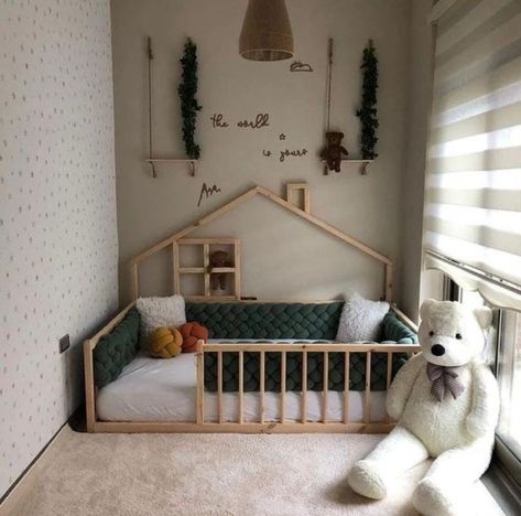 Montesorri Bed, Floor Bed Toddler, Toddler Floor Bed, Bed Bumpers, Crib Toddler Bed, Baby Room Inspiration, Toddler Rooms, Crib Bumper, Floor Bed