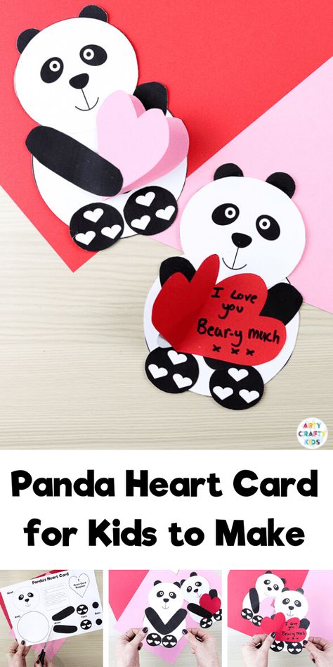 Printable Panda Heart Card | Cute, fun and easy Valentine's day craft for kids! Kids Gratitude Journal, Gratitude Journal For Kids, Crafts Valentines, Easy Preschool Crafts, Valentines Kids, Valentine Paper, Valentines Bricolage, Panda Card, Easy Valentines