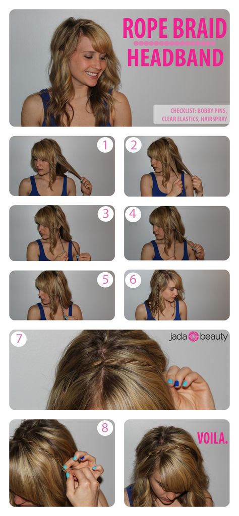 Easy Hair DIY: Rope Braid Headband Cute Everyday Hairstyles, Braid Headband, Unique Wedding Hairstyles, Easy Everyday Hairstyles, Rope Braid, Fast Hairstyles, Braid Hairstyles, Box Braids Hairstyles, Everyday Hairstyles