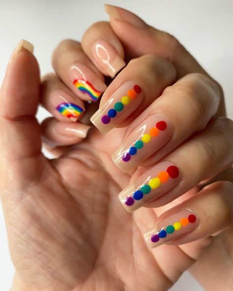 Almond Shaped Nails Designs, Pride Nails, Flag Nails, Rainbow Nails Design, Elegant Manicure, Nails 2021, Short Acrylic Nails Designs, Nagel Inspo, Rainbow Nails