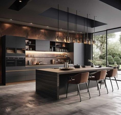 Modern European Kitchen, Parallel Kitchen Design, Kitchen Wall Tiles Design, Modern Kitchen Island Design, European Kitchen Design, European Kitchen, House Design Trends, European Kitchens, Dream Kitchens Design