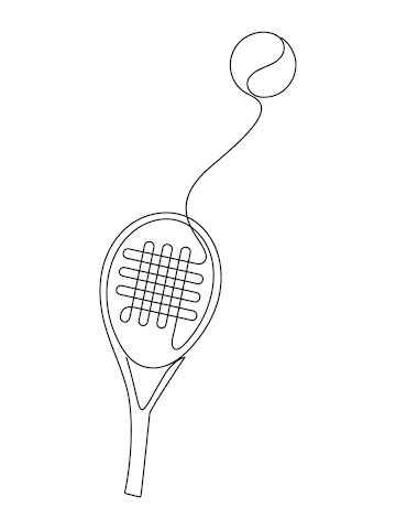 Sports Line Art, Tennis Ball Art, Tennis Racket Tattoo, Tennis Ball Tattoo, Tennis Tattoo Ideas, Tennis Sketch, Tennis Tattoo, 1 Line Art, Tennis Illustration