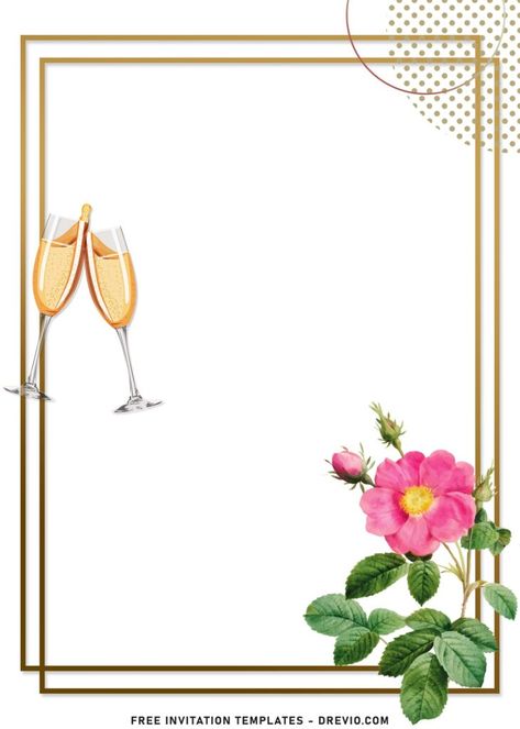 Brunch Bubbly, Champagne Brunch, Bridal Shower Brunch, Gold Frame, Watercolor Flowers, Beautiful Weddings, Free Printable, Invitation Template, Party Themes