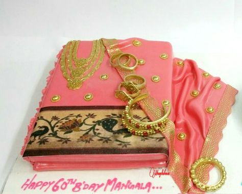 Paithani Saree Cake Saree Cake, 50th Birthday Cake For Women, African Cake, Indian Cake, Birthday Cake For Mom, Gravity Cake, 60th Birthday Cakes, Paithani Saree, 40th Birthday Cakes