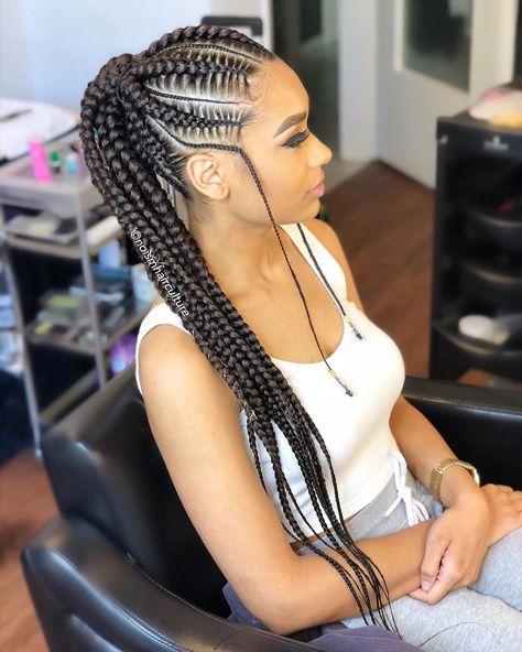 Different Cornrows in a Ponytail Cornrows With Extensions, Braids Stitch, Two Cornrow Braids, Small Cornrows, Different Braid Styles, Half Cornrows, Twist Cornrows, Cornrow Ponytail, Different Braids