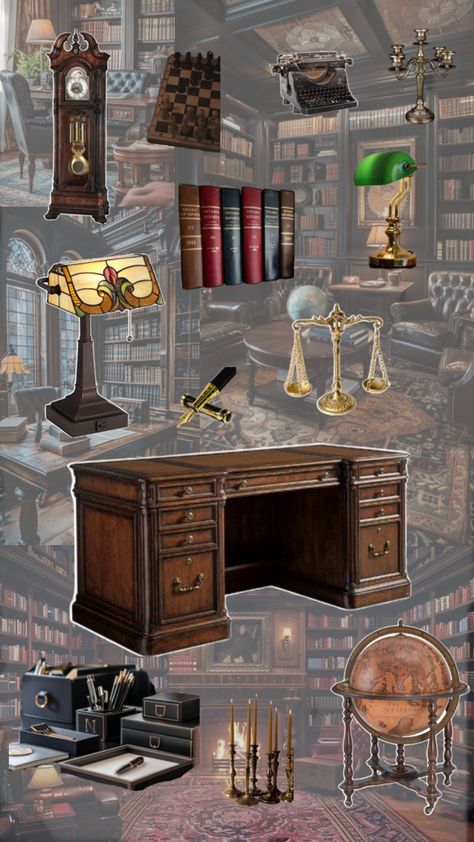 Academia Desk, Dark Academia Desk, Old Money Office, Desk Design, Desk Decor, Dark Academia, Old Money, Desk, Money