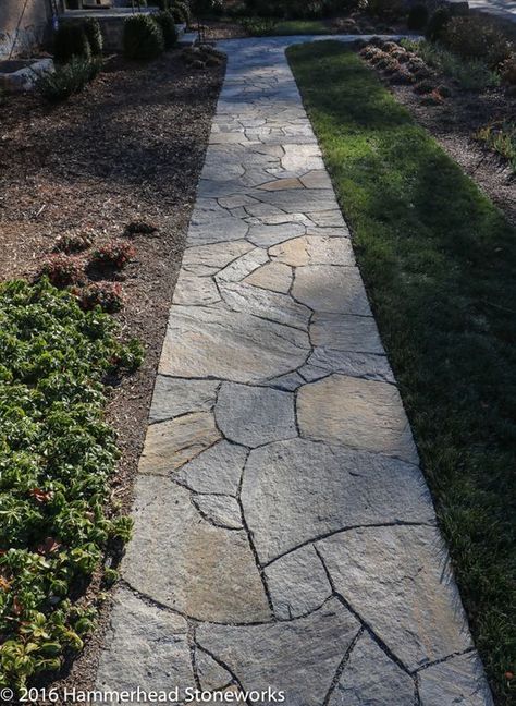 Flagstone Pathway Walkways, Stone Walkways, Flagstone Pathway, Flagstone Walkway, Flagstone Path, Backyard Walkway, Walkway Landscaping, Walkway Design, Outdoor Walkway