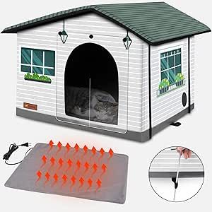 Winter Cat Shelter, Cat House For Winter, Heated Outdoor Cat House, Cat House Indoor, Heated Cat House, Outdoor Cat House, Winter Cat, Outdoor Cat, Heating Pad