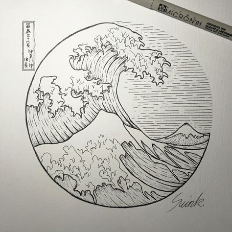 the great wave - post - Imgur Circle Tattoo, The Great Wave, The Great, Great Wave Off Kanagawa, Tattoo Sketch, Symbol Tattoos, Waves Tattoo, Desenho Tattoo, Ocean Wave