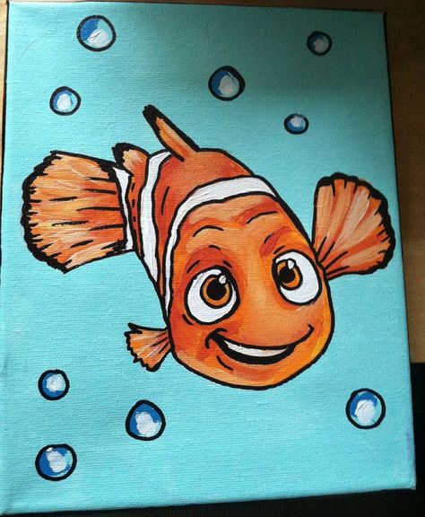 Nemo Painting, Disney Canvas Paintings, Disney Bathroom, Disney Canvas Art, Disney Canvas, Disney Paintings, Paintings Canvas, Nursery Paintings, Finding Dory