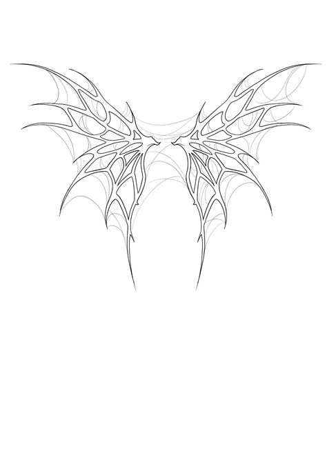 Cybersigilism Wings Tattoo, Neotribal Wings, Cybersigilism Dragon, How To Draw Cybersigilism, Cybersigilism Tattoo Chest, Cybersigilism Wings, Bat Wings Drawing, Demon Wings Tattoo, Dragon Wings Tattoo