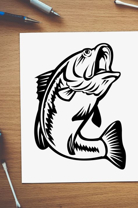 Easy and Simple Bass Fish Drawing Idea Bass Fish Drawing, Fish Drawing Ideas, Easy Fish Drawing, Fish Image, Poppy Coloring Page, Lol Coloring Pages, Lol Coloring, Fish Drawing, Realistic Sketch