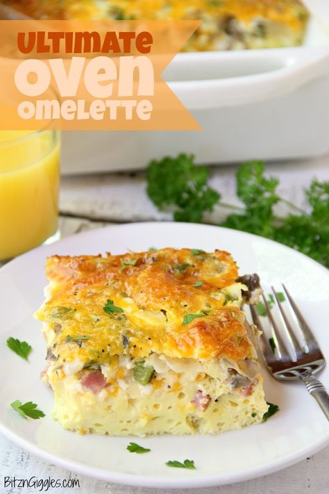 Ultimate Oven Omelette - This breakfast oven omelette is filled with veggies, ham and cheese and baked in the oven. Perfect for a party crowd! #bitzngiggles #oven #omelette #eggs #baked #breakfast #casserole #breakfastcasserole #eggcasserole Batch Breakfast, Oven Omelette, Breakfast Egg Bake, Baked Omelette, Baked Omelet, Party Crowd, Baked Breakfast, Dinner Favorites, Meals Of The Day