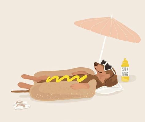 Dachshund Hot Dog, Doxie Art, Dachshund Cartoon, Dog Things, Dachshund Art, Pet Businesses, Weenie Dogs, Dachshund Love, Weiner Dog