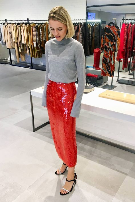 Zara Party Shoes: 11 Styles to Hit the Dance Floor In | Who What Wear UK Red Sequin Skirt, Zara Strappy, Fancy Footwear, Leotard Fashion, Women Fashion Edgy, Red Sequin, Red Skirts, Skirt Outfit, Best Of The Best