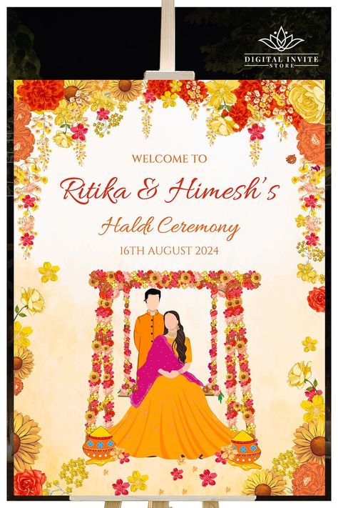 Unique Wedding Signs, Wedding Card Frames, Royal Indian, Welcome Boards, Welcome Sign Template, Ceremony Signs, Wedding Invitation Card Design, Wedding Illustration, Welcome Signs