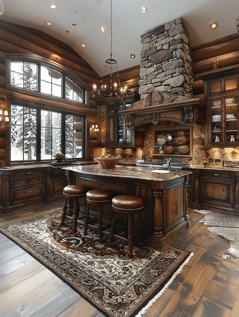 Lodge Interiors, Rustic Kitchens, Manly Stuff, Vintage Homes, Rustic Kitchen Design, Rustic Home Design, Cabin Living, Big House, Kitchen Upgrades