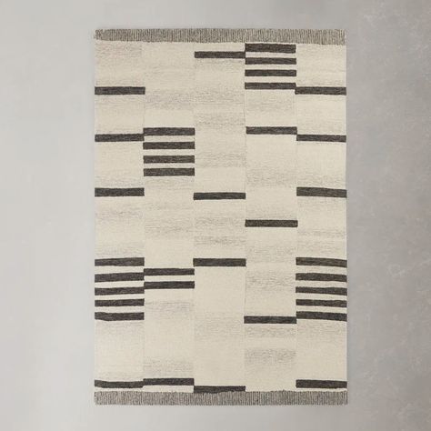 AllModern Uptown Striped Handmade Tufted Wool Cream/Black Area Rug & Reviews | Wayfair Charcoal Rug, Black Rectangle, Black Area Rugs, Black Rug, Beige Area Rugs, Indoor Area Rugs, Geometric Rug, All Modern, Wool Area Rugs