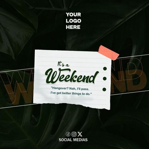 Its a weekend flyer design | Premium Psd #Freepik #psd Weekend Flyer Design, Flyer Ideas, Happy Weekend, Flyer Design, Graphic Resources, Social Media, Graphic Design, Media, Quick Saves