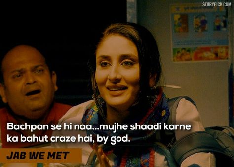 Geet Jab We Met Dialogues, Geet Quotes Jab We Met, Jab We Met Dialogues, Jab We Met Quotes, Jab We Meet, Geet Jab We Met, Movie Journaling, Best Movie Dialogues, Meeting Memes