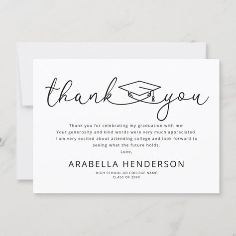 Modern Graduation Thank You Card Thank You Card For Graduation Gift, What To Write In A Graduation Thank You, Thank You Cards For Graduation, Graduation Thank You Cards Wording, Graduation Thank You, Graduation Thank You Cards Sayings, Graduation Wishes Quotes, Thank You Card Sayings, Graduation Words