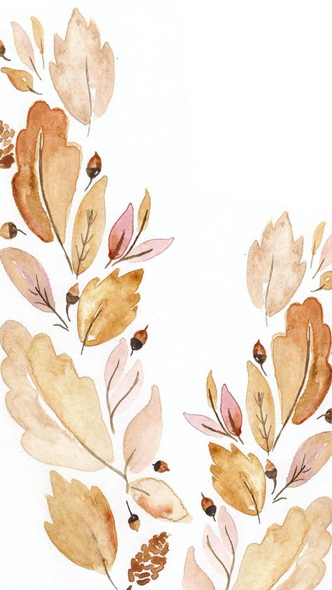 September Digital Watercolor Wallpaper Fall Prints Wallpaper, Fall Wallpaper Leaves, September Wallpaper, Wallpaper Seni, Girly Wallpaper, Fall Wallpapers, Wallpaper Fall, Iphone Arkaplanları, Cute Fall Wallpaper