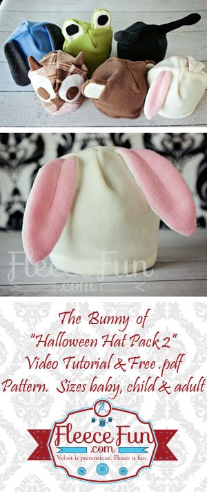 Make a cute bunny hat for your kiddos this Easter! Fleece Accessories, Fleece Bunny, Fleece Sewing, Bunny Hats, Fleece Hat Pattern, Winter Sewing, Sewing Hats, Fleece Hats, Sewing Fleece