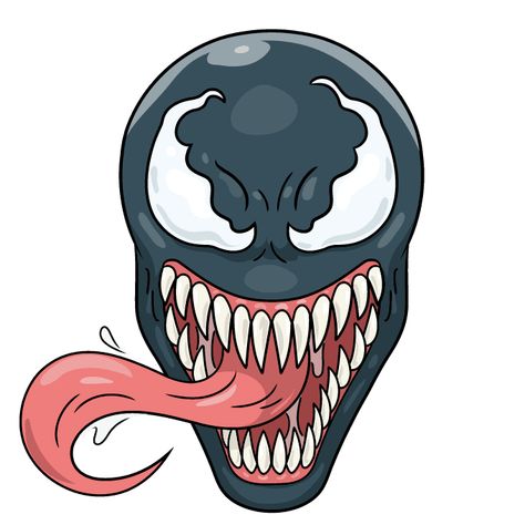 Venom Drawing Easy, Cartoon Venom, How To Draw Venom, Bape Cartoon, Half Face Drawing, Venom Drawing, Marvel Comic Book Characters, Venom Face, Spider Face