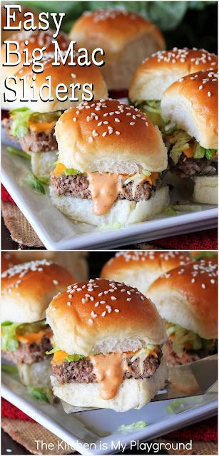 Small Sandwiches For Party, Hamburger Ideas, Big Mac Sliders, Easy Slider Recipes, Big Burger, Big Mac Salad, Cheeseburger Sliders, Super Easy Dinner, Dinner Snacks