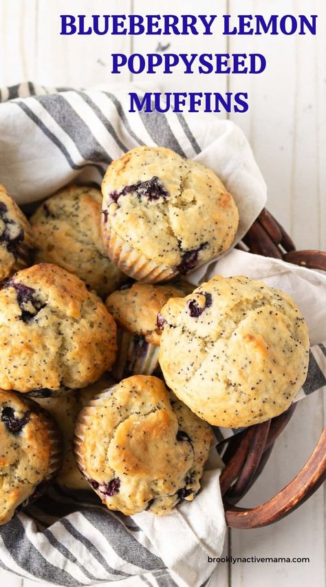 Lemon Blueberry Poppyseed Muffins, Healthy Lemon Poppyseed Muffins, Lemon Blueberry Muffins Healthy, Almond Poppyseed Muffins, Blueberry Muffin Recipe Healthy, Lemon Poppy Seed Muffins Recipe, Blueberry Yogurt Muffins, Poppyseed Muffins, Organic Baking