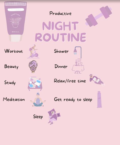 Productive Night Routine, Basic Skin Care Routine, Self Care Bullet Journal, Life Routines, Vie Motivation, Routine Planner, Get My Life Together, Healthy Routine, Body Skin Care Routine