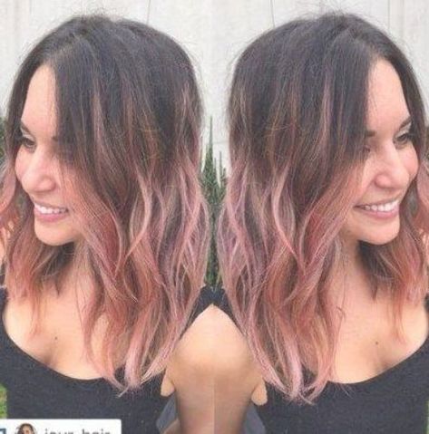 Rose Gold Balayage Brunettes, Dusty Pink Hair, Dark Roots Hair, Rose Gold Hair Brunette, Ombre Rose, Hair Evolution, Gold Hair Colors, Hair Color Rose Gold, Pastel Pink Hair