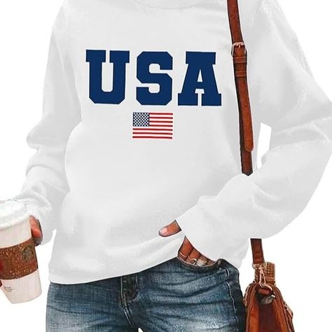 LAZYCHILD USA Sweatshirt Women American Flag Shirt Patriotic TShirt Stars Stripes Pullover 4th of July Tee Tops https://amzn.to/4eE33ID About this item Patriotic Design: Our USA sweatshirt for women prominently features the iconic American flag design, a striking symbol of pride and unity. It's an ideal choice for showing off your patriotic spirit on the fourth of July or any day of the year. Comfortable and Stylish: Crafted from a blend of high-quality materials, this LAZYCHILD American fl... 4th Of July Bbq, American Flag Design, Usa Sweatshirt, Sports Event, The Fourth Of July, Striped Sweatshirts, Sweatshirt For Women, American Flag Shirt, Sweatshirt Women