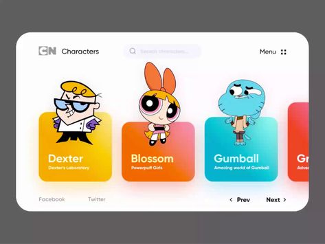 Cartoon Network Characters Web UI Kids App Design, Cartoon Website, Character Web, Cartoon Network Characters, Card Ui, Kids Web, Desain Ui, Game Ui Design, Web Ui Design