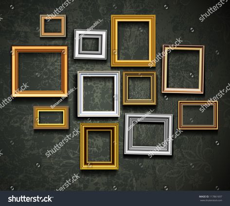 Frame vector. Photo or picture art on vintage wall #Ad , #spon, #Photo#vector#Frame#picture Picture Frame Gallery, Antique Picture Frames, Empty Frames, Amedeo Modigliani, Antique Pictures, Diy Upcycling, Old Frames, Artwork Display, Photo Art Gallery