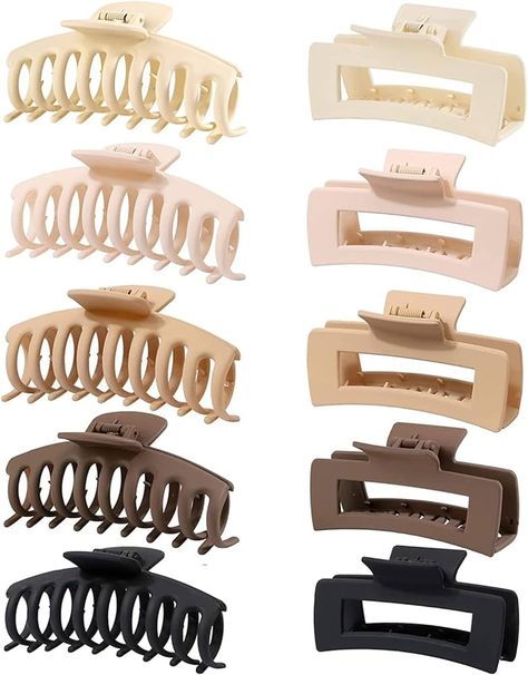 10 Pack Large Claw Clips for Thick Hair, 4.3 Inch Matte Hair Clips Rectangle Hair Claws Pack Non Slip Strong Hold Big Hair Styling Claws Stocking Stuffers : Amazon.ca: Beauty & Personal Care Large Hair Clips, Matte Hair, Vintage Hair Clips, Hair Frizz, Hair Grips, Hair Pomade, Wig Stand, Metal Hair Clips, Claw Hair Clips