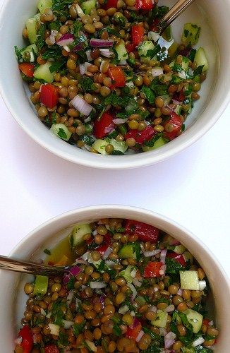 Lentil Salad...... lentils, zuchinni, red onion, tomatoes, lemon juice, salt and pepper and vinegar Slow Carb Diet Recipes, Slow Carb Recipes, Slow Carb Diet, Slow Carb, Low Carb Dessert, Lentil Salad, Lentil Recipes, Think Food, Carb Diet