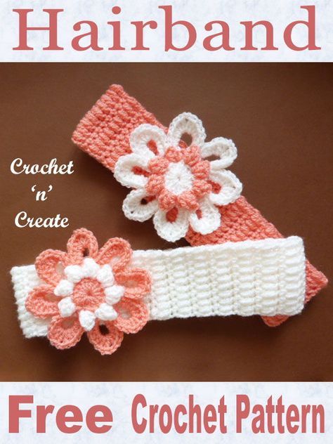 Baby Headband Crochet Pattern, Crochet Hair Accessories Pattern, Free Crochet Headband Patterns For Women, Crochet Hairbands Pattern Free, Crochet Head Bands Free Pattern, Crochet Baby Headband Free Pattern, Hairband Crochet, Crocheted Headbands, Crocheted Hair