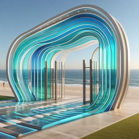 Beach Gate Design, Beach Installation, Event Entrance Design, Event Entrance Arch, Architecture Advertising, Event Entrance, Selfie Wall, Street Installation, Kindergarten Design