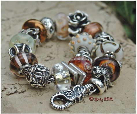 Something warm and glittery for a dull day ☀️. - Deborah Taylor Trollbeads Bracelet, Pandora Beads, Inspirational Bracelets, Pandora Style, Small Charms, Bead Charm Bracelet, Original Jewelry, Jewelry Companies, Pandora Charm Bracelet