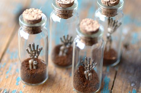 Haunted Dollhouse, Tiny Jars, Halloween Potions, Small Glass Bottles, Halloween Miniatures, Manualidades Halloween, Mini Jars, Bottle Charms, Bottle Necklace