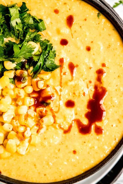 Whip up this easy and budget-friendly Copycat Panera Mexican Street Corn Chowder! Packed with sweet corn, creamy cheese, and a mix of peppers in a potato-thickened broth. Quick, cost-effective, and delicious, it’s the perfect summer soup. Serve with roasted chile cheddar cornbread for a heavenly match. Dive into the full recipe for a flavorful, waste-free meal that costs less than $1 per bowl! Panera Mexican Street Corn Chowder, Panera Corn Chowder Recipe, Mexican Street Corn Chowder, Street Corn Chowder, Easy Corn Chowder, Cheddar Cornbread, Copycat Panera, Food Justice, Corn Chowder Recipe