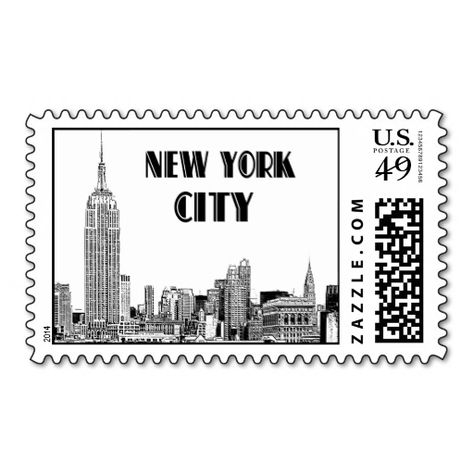 Stamp Template, Skyline Wedding, Save The Date Stamp, Wedding Postage Stamps, Wedding Postcard, Nyc Skyline, Special Delivery, Self Inking Stamps, Letter A