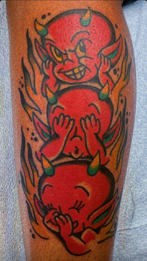 Hot Stuff The Little Devil Drawing, Doughboy Tattoo, Hot Stuff Devil Tattoo, Devil Traditional Tattoo, Tattoo Catalog, Devil Tattoo, Drawing Ideas List, Tattoo Portfolio, Portfolio Inspiration