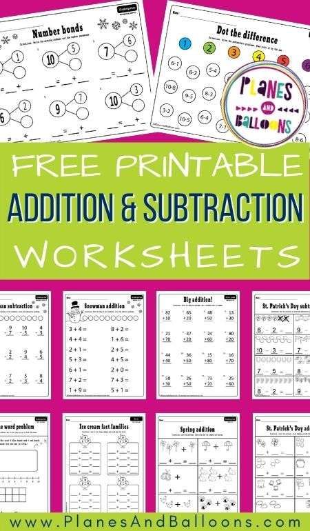 Addition worksheets and subtraction worksheets FREE printable for kindergarten and grade 1. #kindergarten #math #planesandballoons Free Printable Math Worksheets For Kindergarten, Free Subtraction Worksheets Kindergarten, Free Addition Worksheets Kindergarten, 1st Grade Math Worksheets Free Addition And Subtraction, Addition And Subtraction Worksheets For Kindergarten, Addition Worksheets Grade 1, Additional Worksheet, Printable Addition Worksheets, Free Addition Worksheets