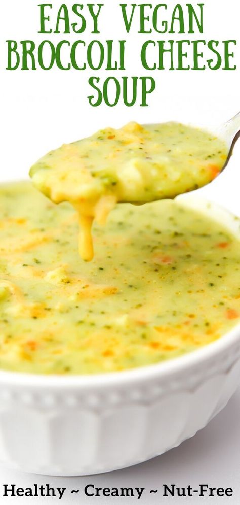 Vegan Broccoli Cheese Soup, Vegan Broccoli, Cream Of Broccoli, Dairy Free Soup, Cream Of Broccoli Soup, Broccoli Soup Recipes, Vegan Cream, Broccoli Soup, Vegan Soup Recipes