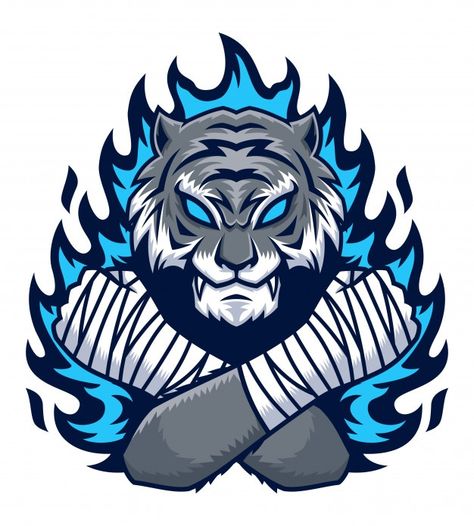 Tigre com ilustração de fogo azul Vetor ... | Premium Vector #Freepik #vector #esporte #animal #fogo #desenho Fire Illustration, Tiger Vector, U Design, Design Motivation, Fire Blue, Arte Peculiar, Tiger Illustration, Pencak Silat, Tiger Logo