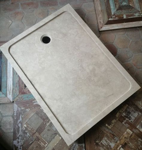 Stone Shower Tray, Marble Shower Tray, Shower Tray Ideas, Bathroom Selections, Shower Tray Design, Thailand Villa, Large Tile Bathroom, Travertine Shower, Concrete Shower